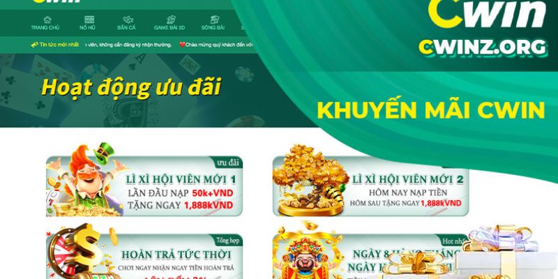 Những hoạt động ưu đãi có mặt tại nhà cái Cwin999 